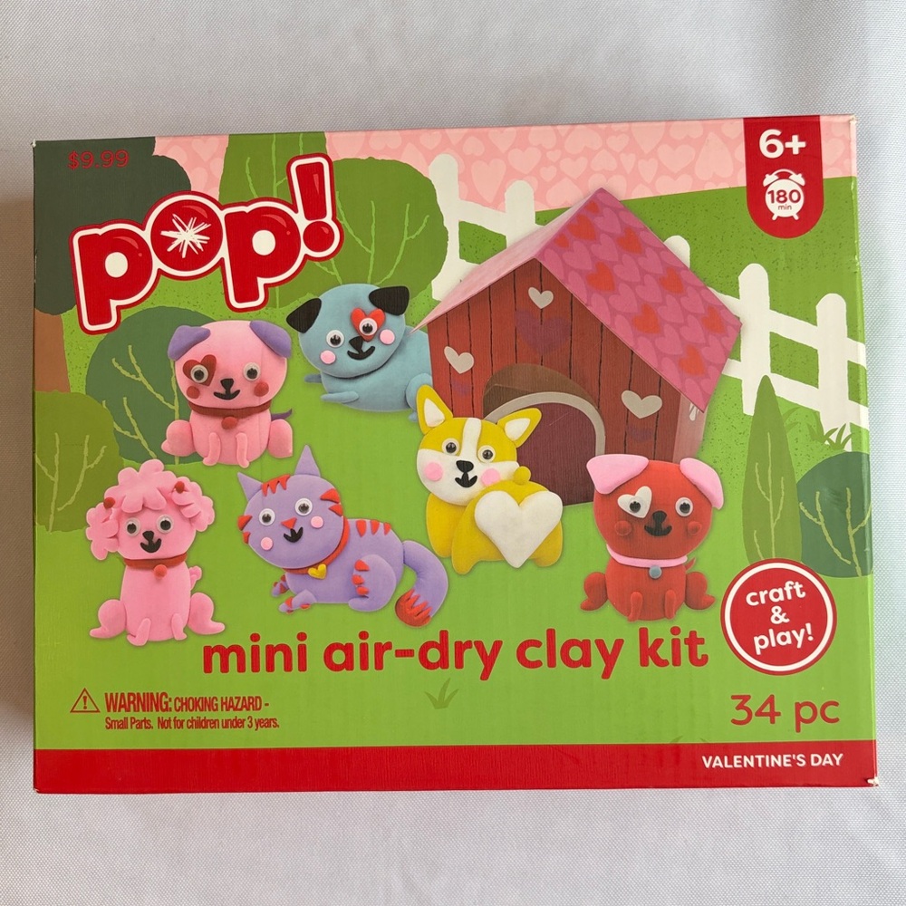 Pop! Valentine's Day Kitty & Puppy Mini Air-dry Clay Kit NWT MSRP $10